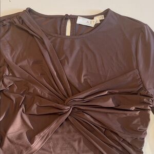 Astr Plum Brown Twist Front Blouse